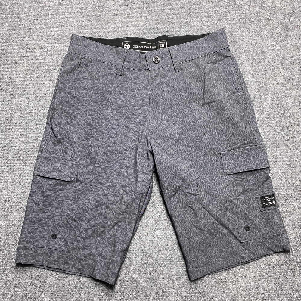 Ocean Current Cargo Shorts Mens 28 Grey Textured Stretch Hybrid Utility